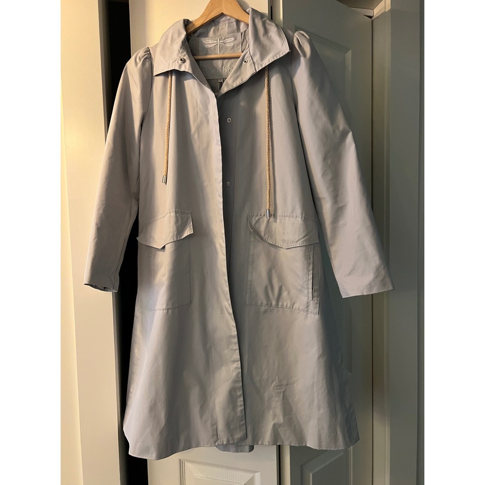 NEW Tyler Boe‎ Seascape Blue Hooded Trench Coat Small Tasha Water Repellent